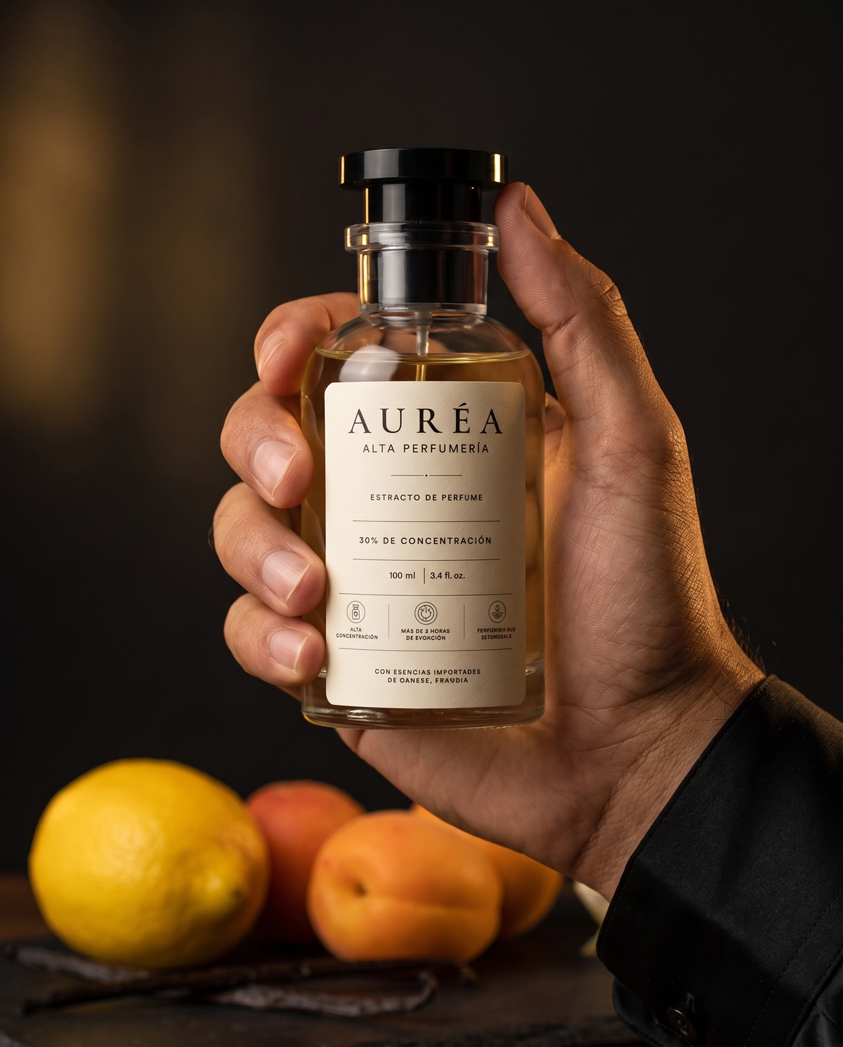 AURÉA 03 · Frutal Dorado en mano, extracto de perfume 100 ml
