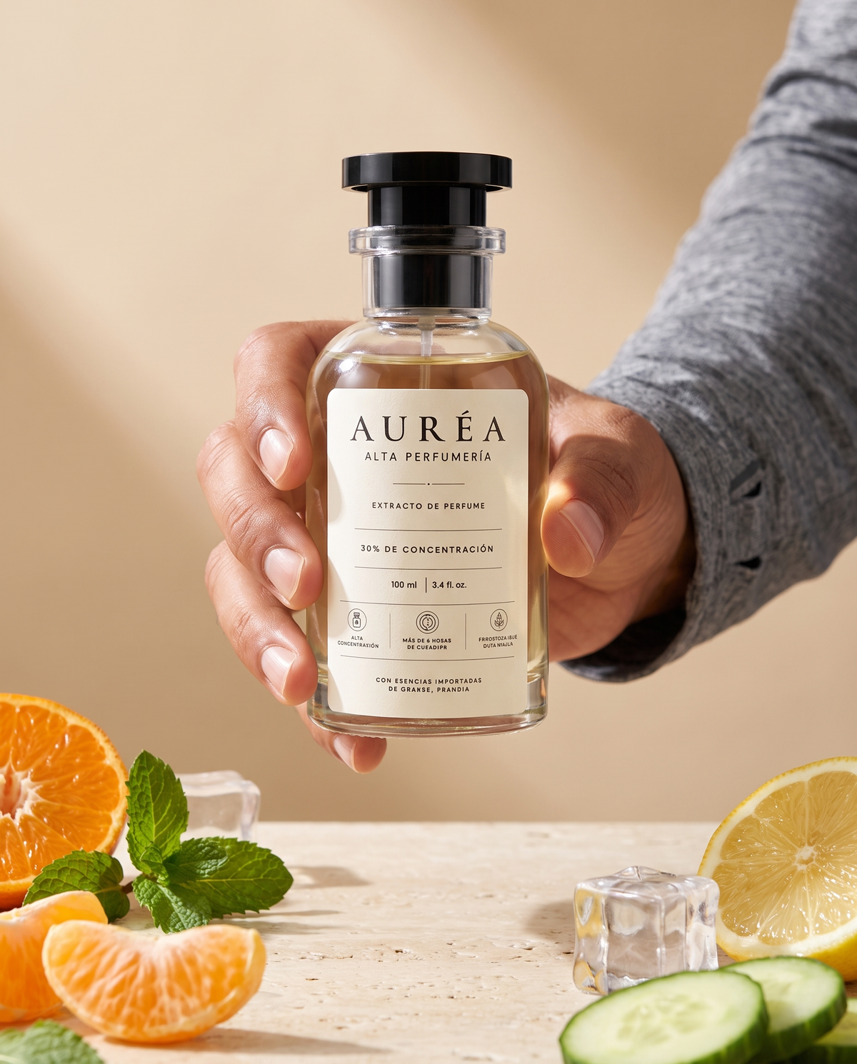 AURÉA 08 · Cítrico Helado en mano, extracto de perfume 100 ml