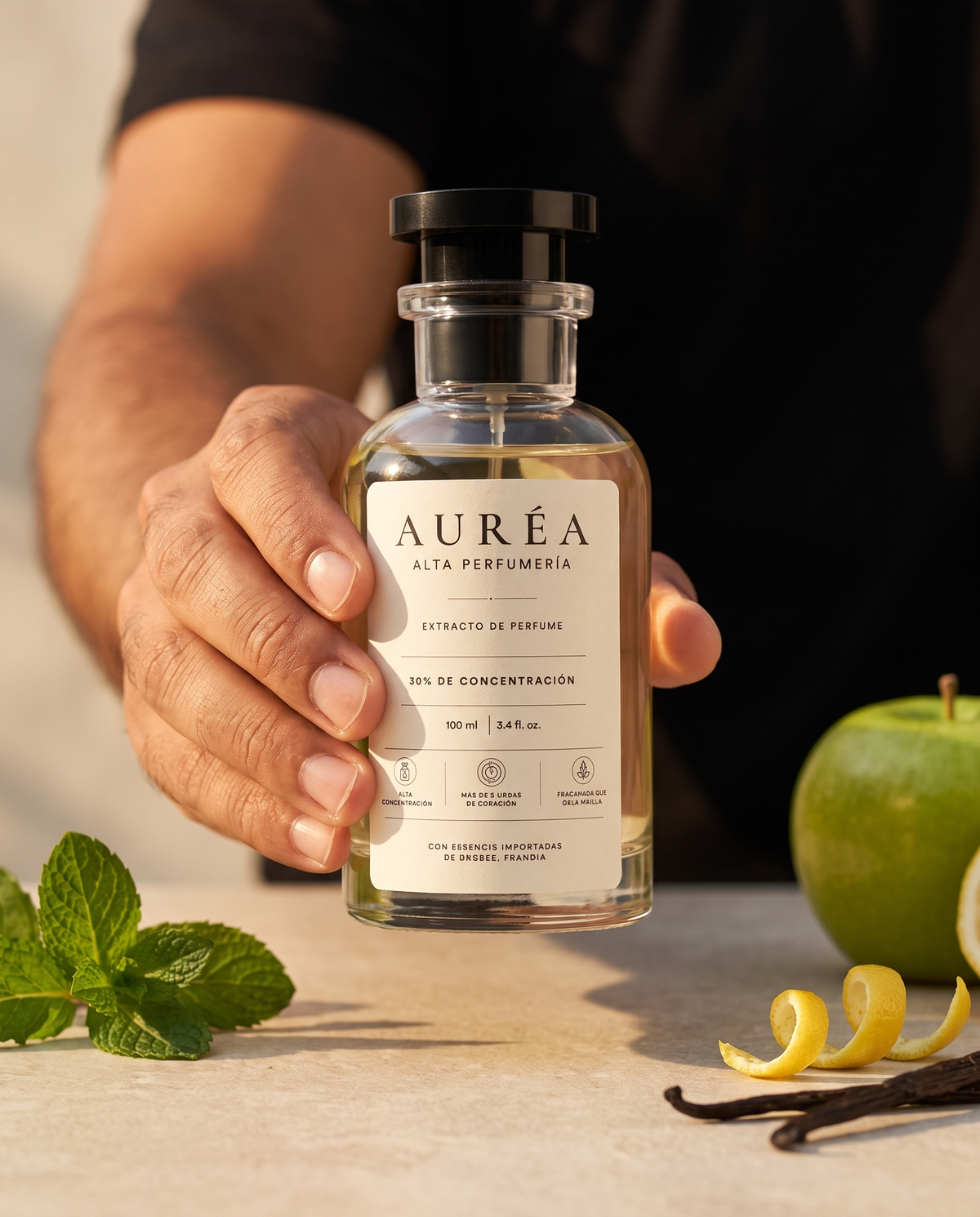 AURÉA 10 · Menta Vainilla en mano, extracto de perfume 100 ml